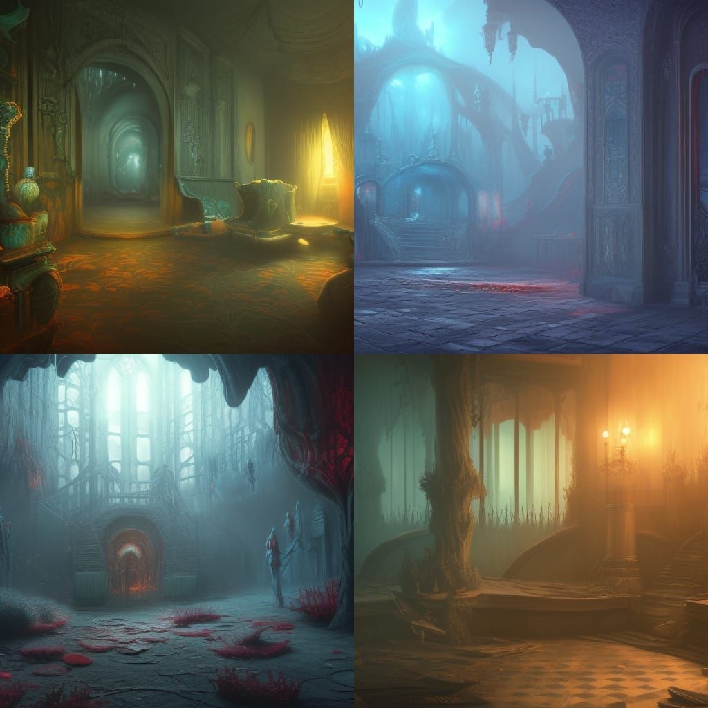 Creepy Backrooms Dimension in Detailed Matte Painting