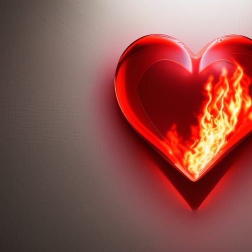 Flaming Red Heart in Anime Digital Art Style