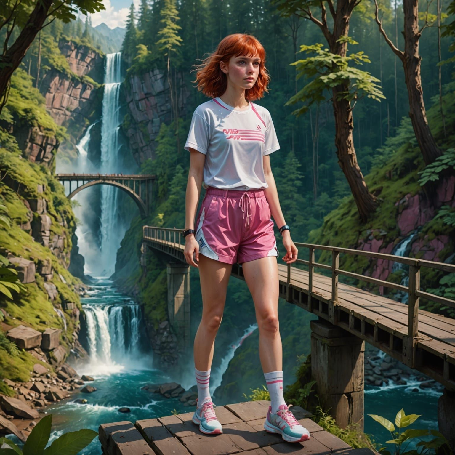 Enchanted Waterfall Oasis in Fantastical Forest