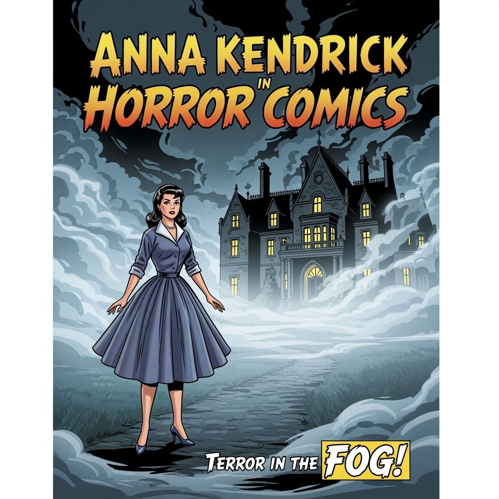 Anna Kendrick in 1950s Horror Comic Cover Art