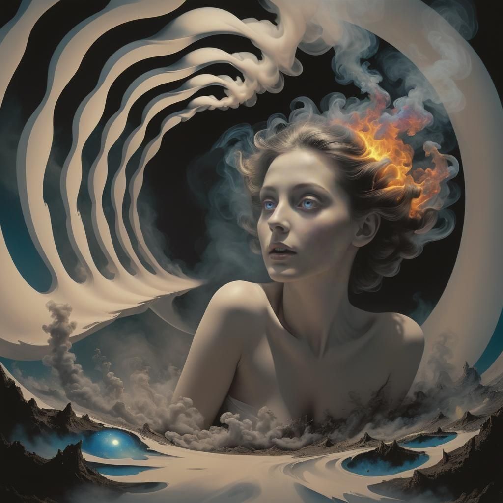 Surreal Tenebrism Figure in Dreamlike Apotheosis