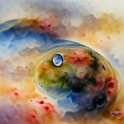 Watercolor Water Bubble Planetscape Rendering