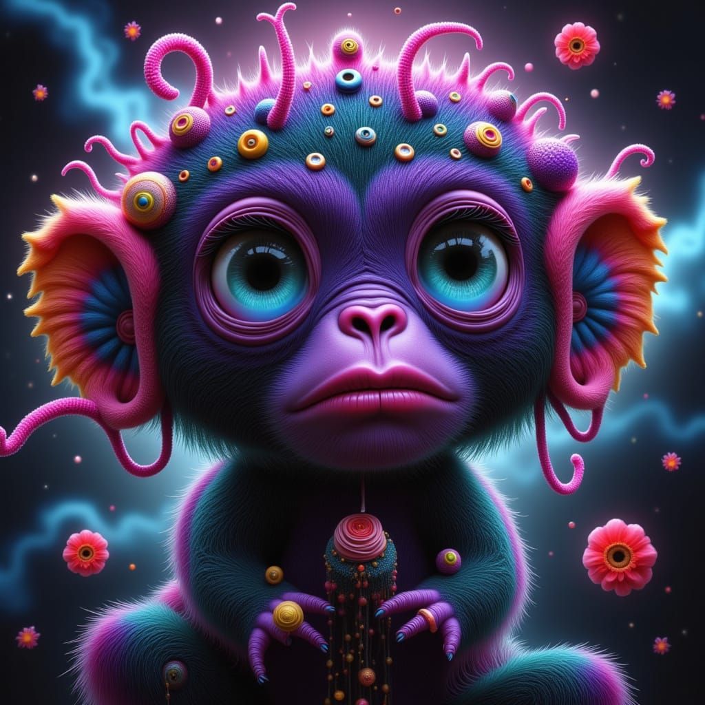 Cyberpunk Monkey in Neon Dreamscape