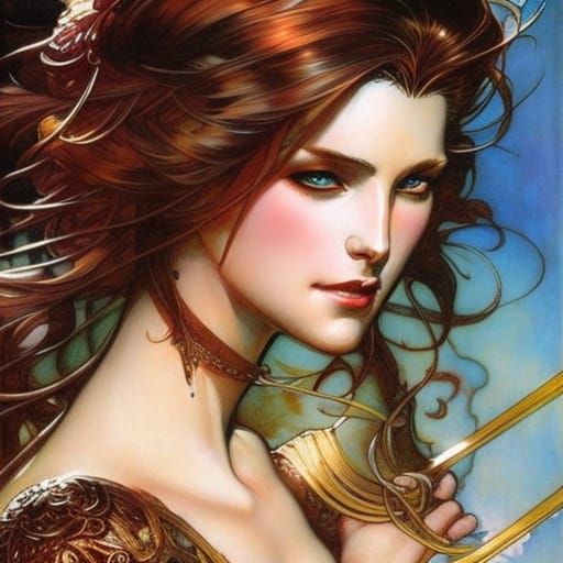 Triumph: A Blend of Art Nouveau and Pre-Raphaelite Styles