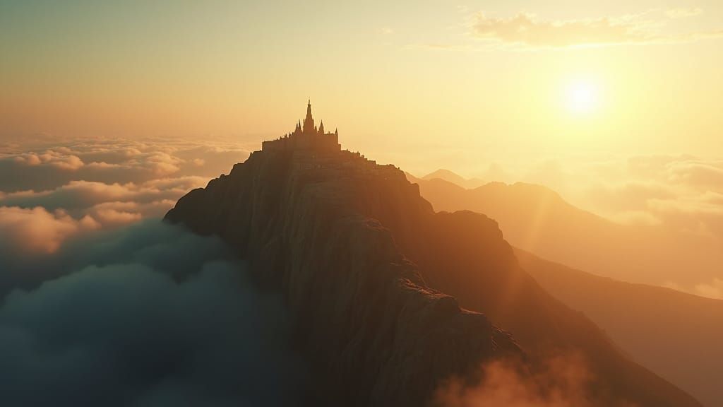 Majestic Mountain Cityscape in Cinematic Style