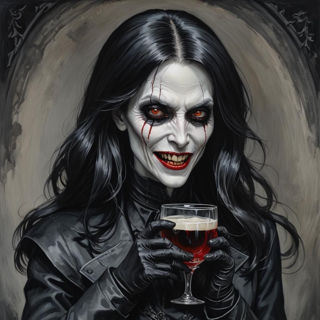 Eerie Vampire Portrait in High Contrast Monochrome