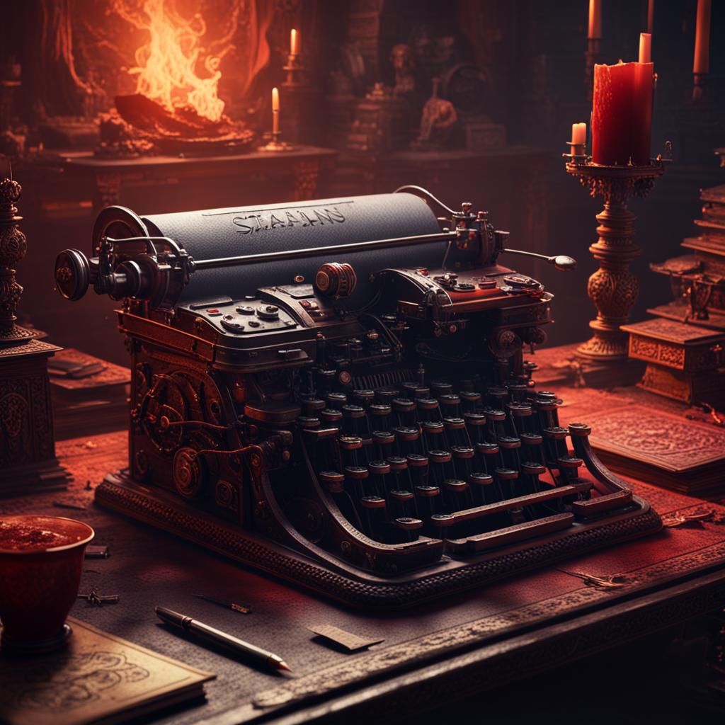 Satan's Typewriter in Hell Headquarters: Detailed Matte Pain...