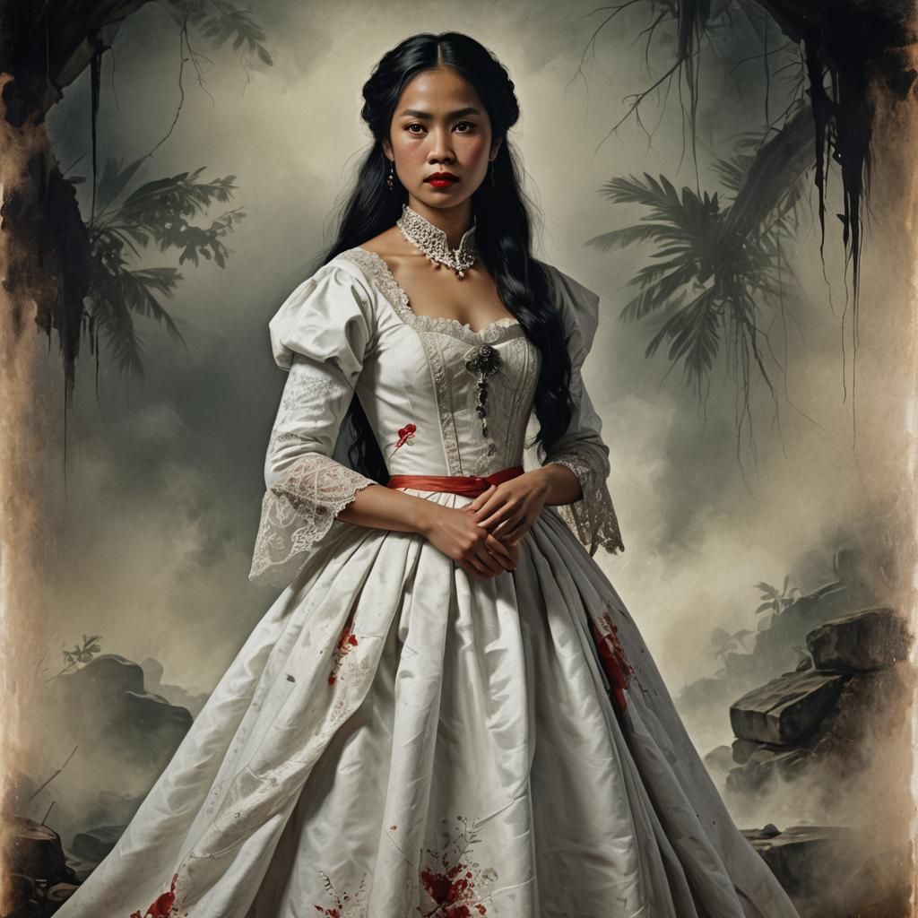 Ethereal Portrait of 1800s Filipino Woman, Hyperrealistic Ar...