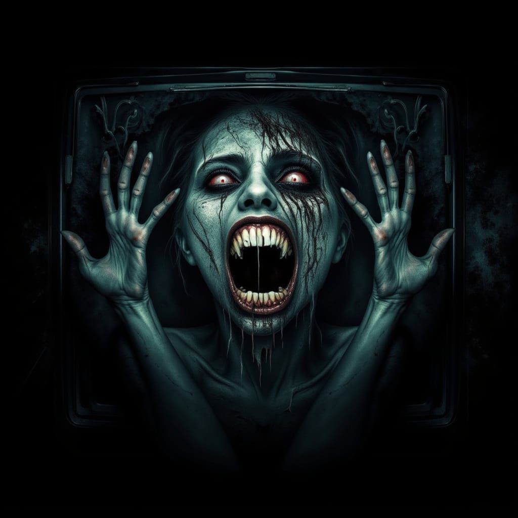 Horror: Possessed Woman Falls Into TV Screen