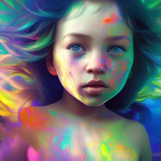 Psychedelic Toddler Portrait with Energy Field