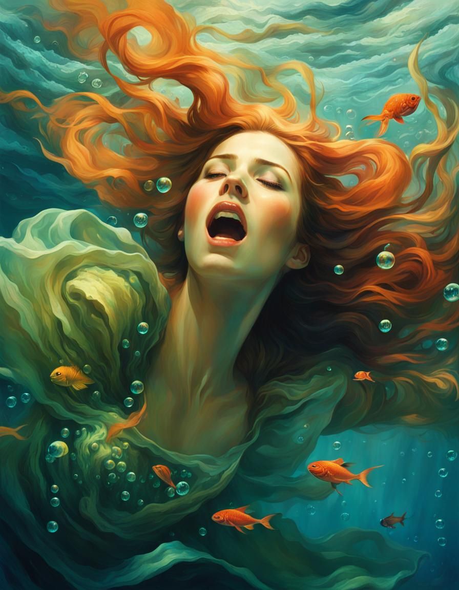 Drowning Woman in a Whirlpool of Despair