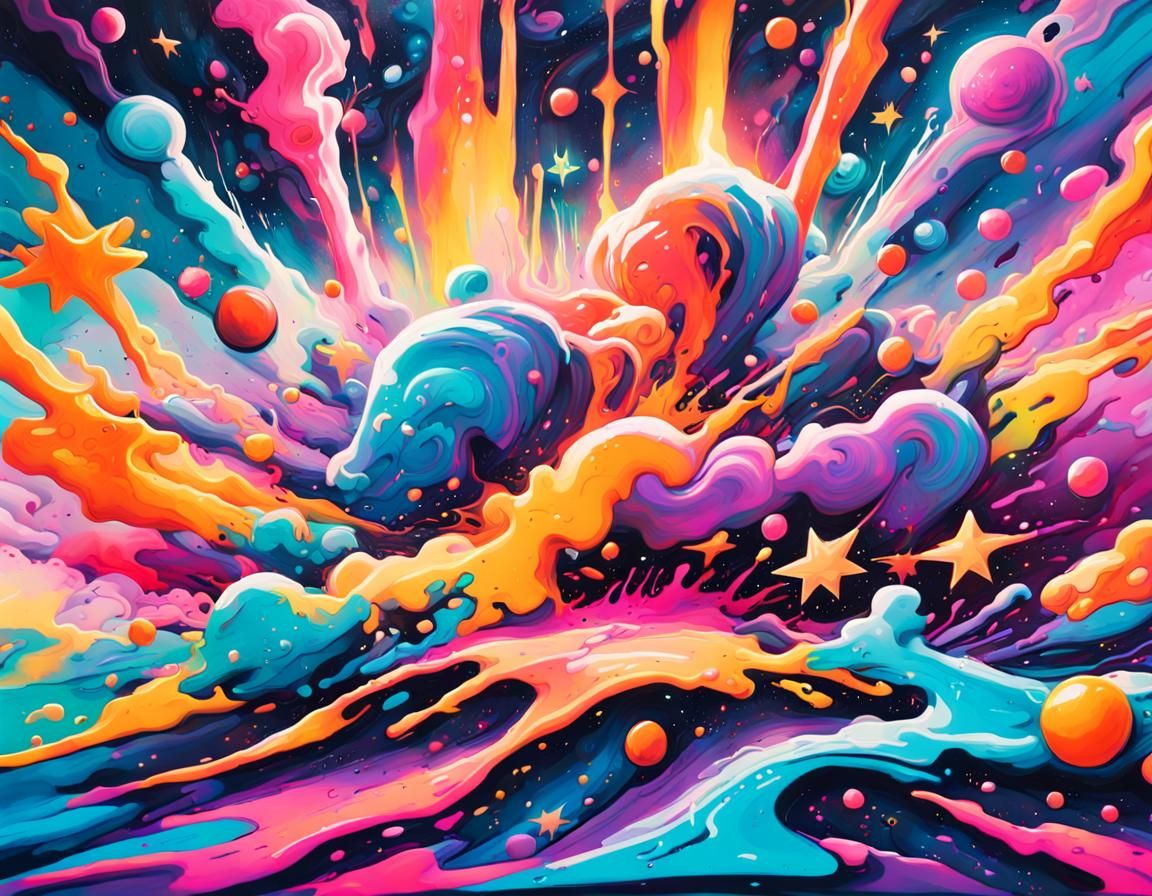 Cosmic Binary Stars in Graffiti Art Style