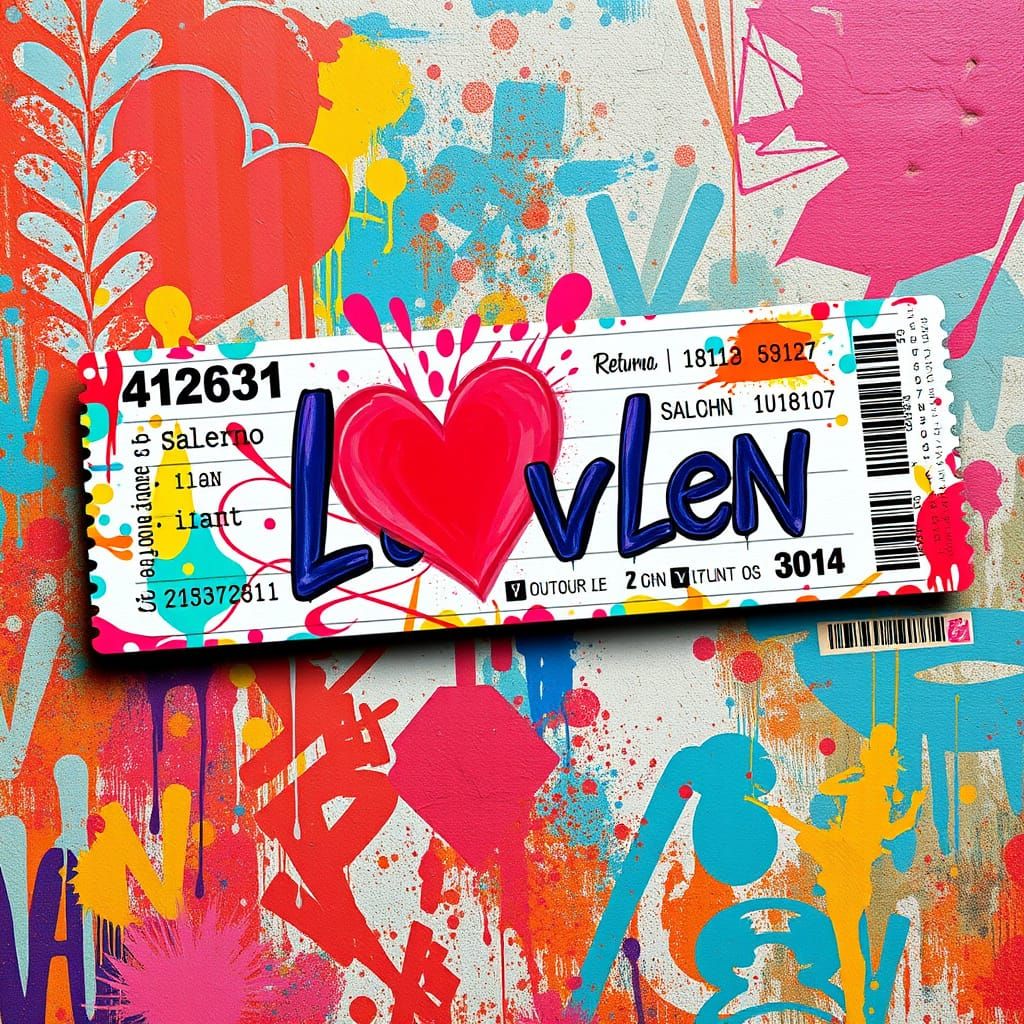 Love-Themed Plane Ticket to Salerno in Graffiti Art