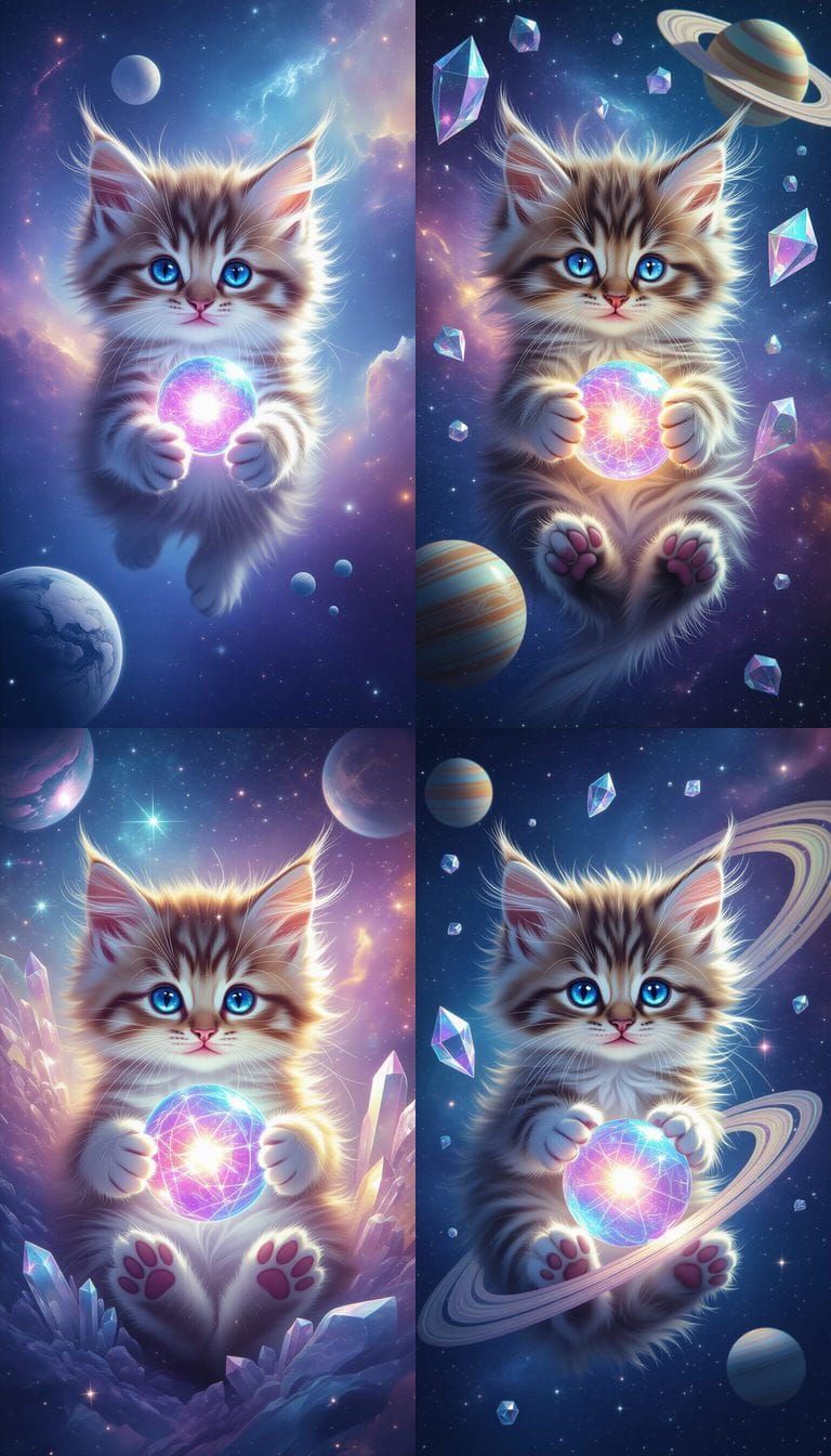 Cosmic Kitten Balances Crystal Universe in Nebula