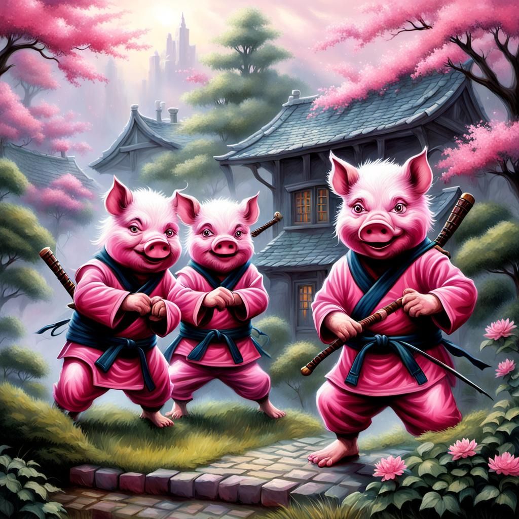 Pink Pig Ninjas Versus Werewolf Samurai