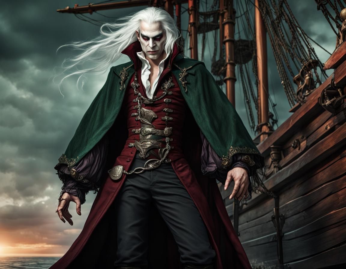 Vampire Pirate with Metal Mask on Galleon