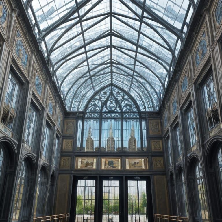 Modern Glass Building with Intricate Detail