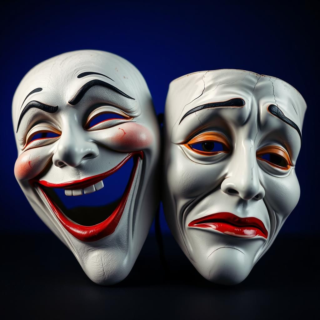 Contrasting Mime Masks in Hyperrealistic HDR