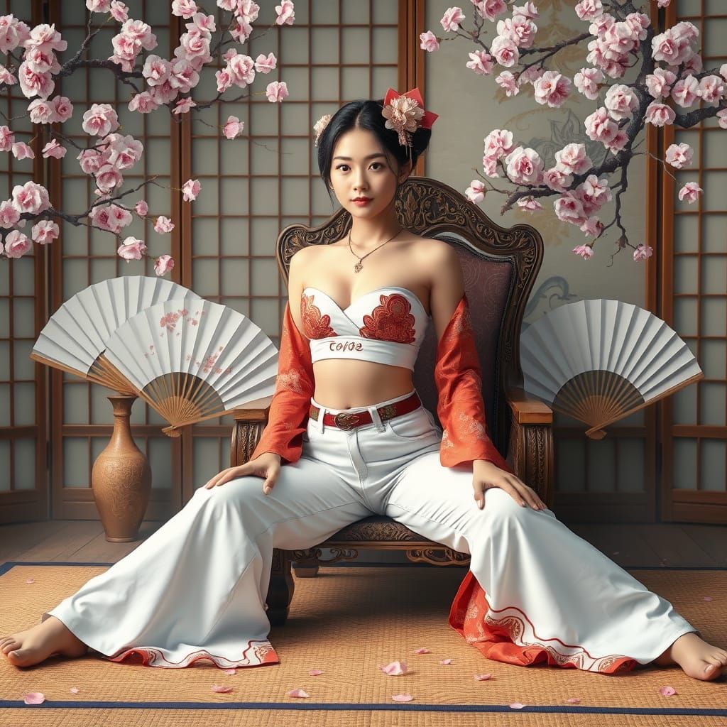 Geisha in Jeans: A Photorealistic Japanese Scene
