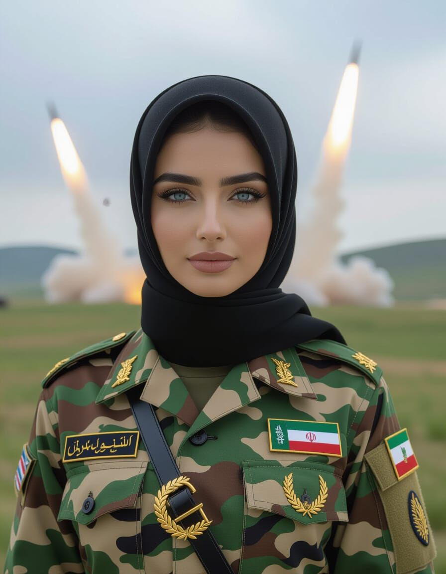 Confident Woman in Military Uniform, Cinematic Film Still