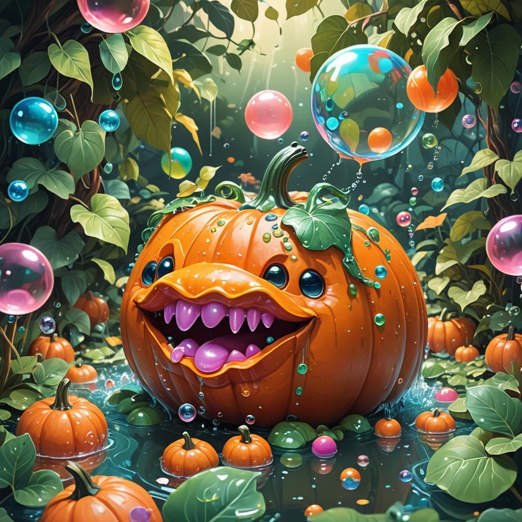 Dripping Pumpkin, Platypus, and Bubblegum: Digital Art