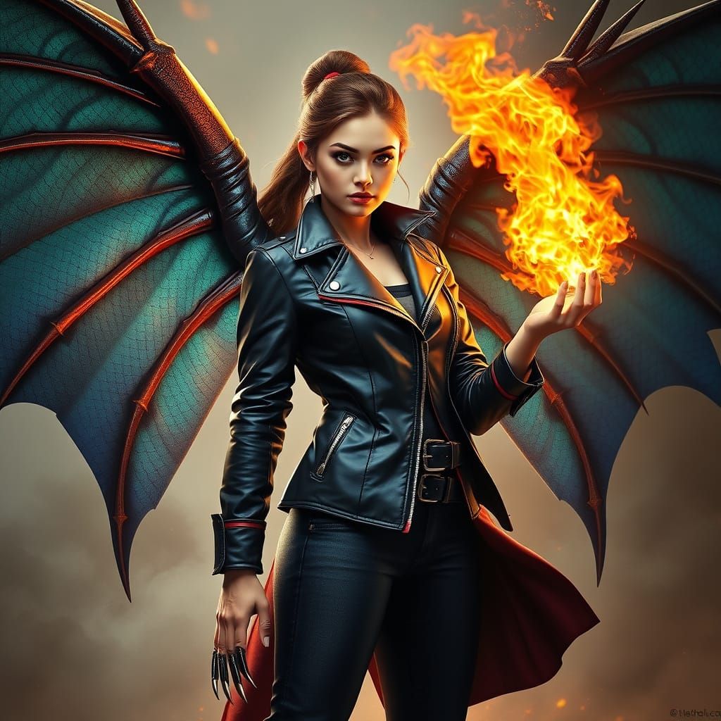 Mystical Warrior with Dragon Claws and Wings
