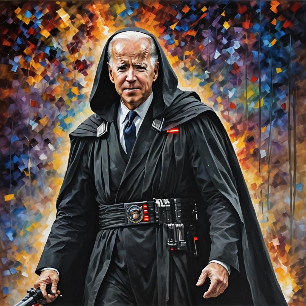 Joe Biden as Evil Sith Lord in Solarpunk Style
