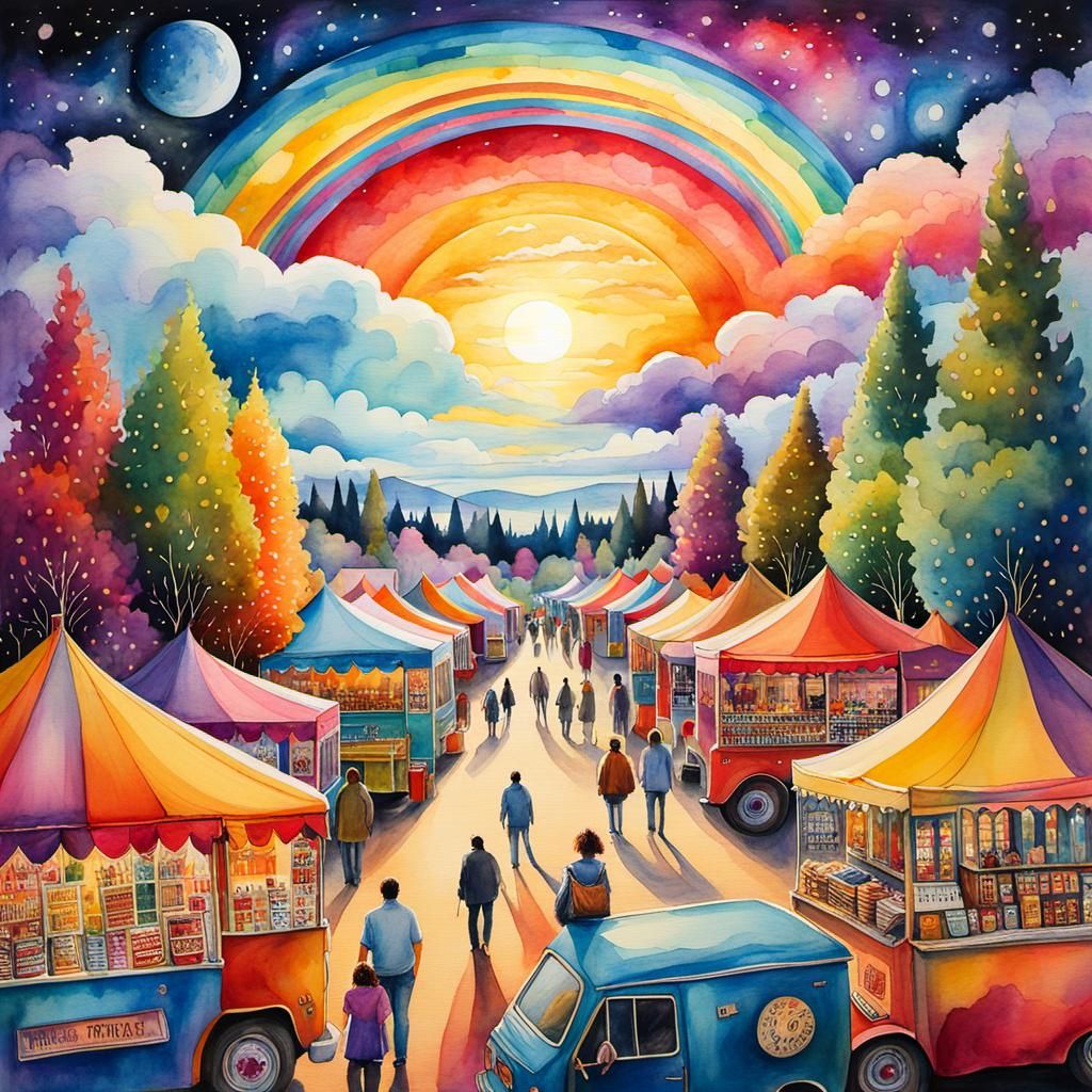 Food Truck Festival in Rainbow Colors