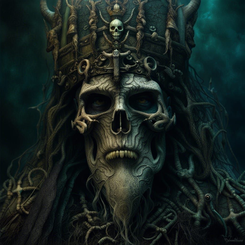 Viking Necromancer King Portrait in Dark Fantasy Style