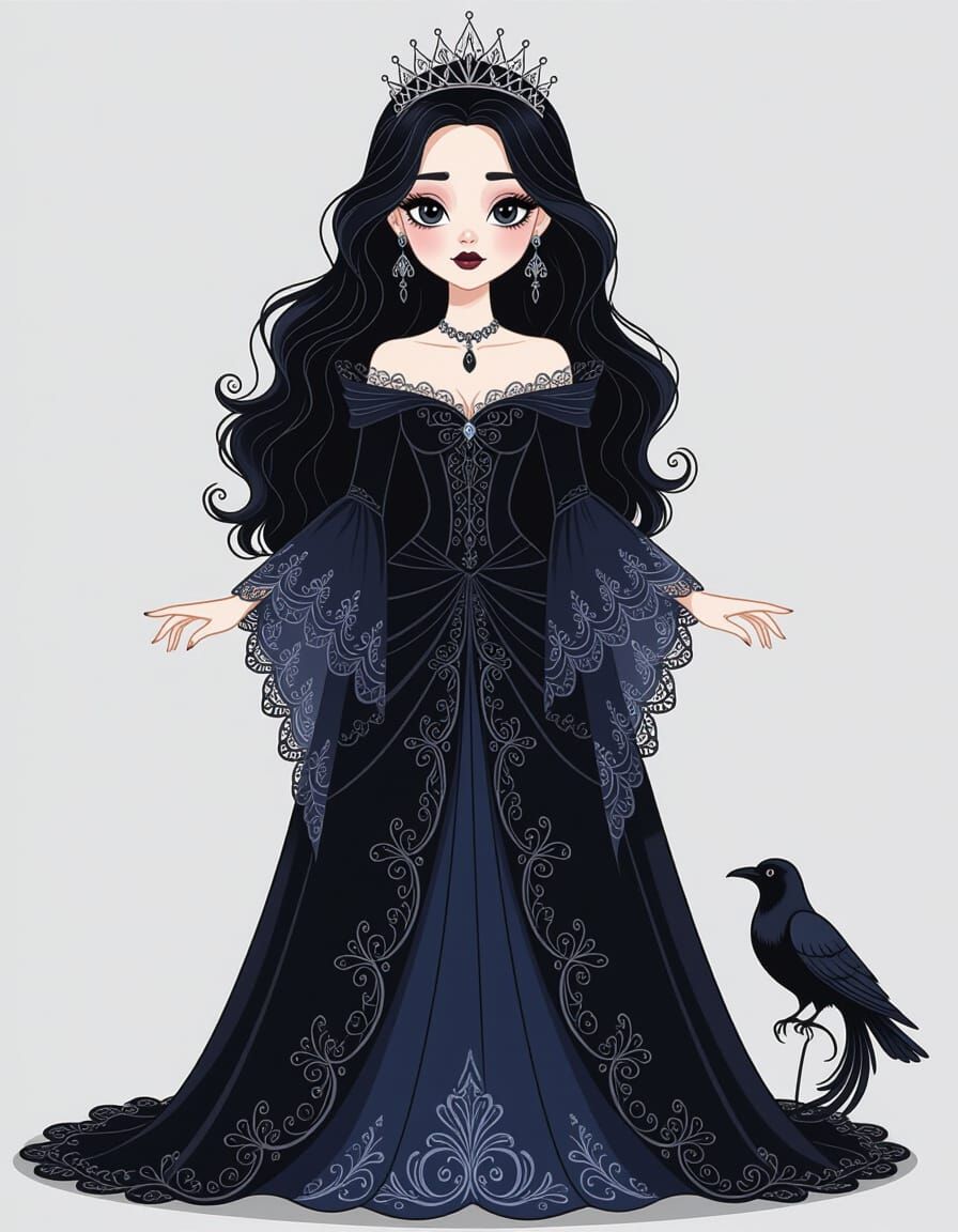 Gothic Disney Princess in Moonlit Garden