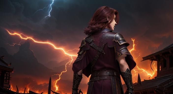 Detailed Battle Mage Back View with Elemental Damage