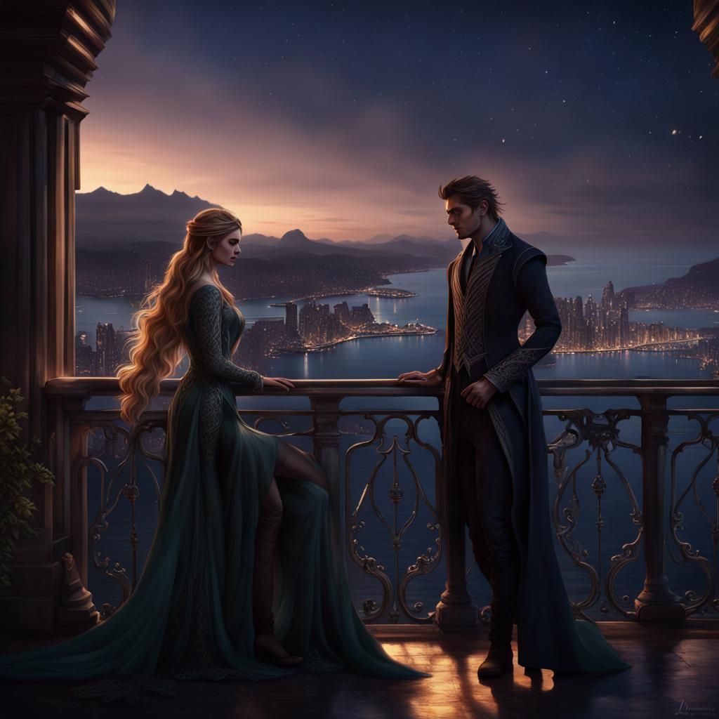 Feyre and Rhysand Under Starfall: Fantasy Concept Art