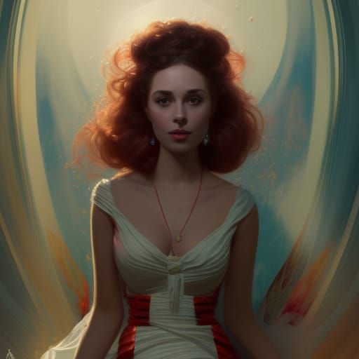 Woman in Iridescent Dress, Hyperdetailed Portrait