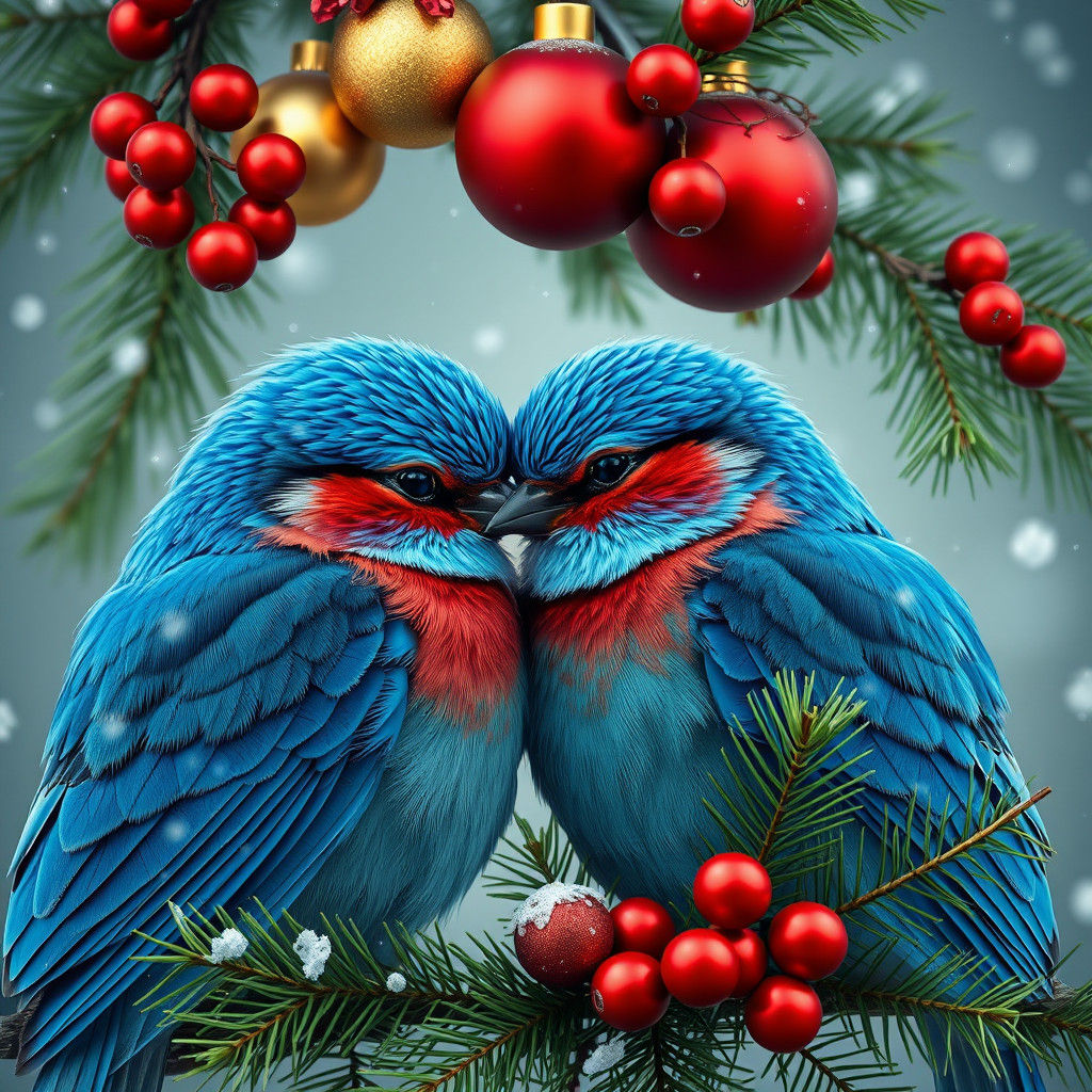 Blue Birds in Winter, Digital Concept Art