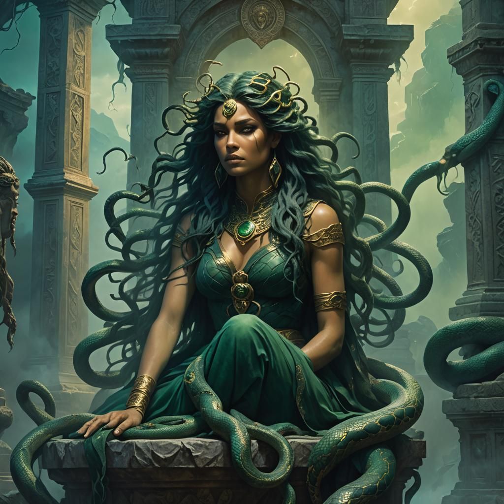 Medusa's Daughter in a Fantasy Art Style