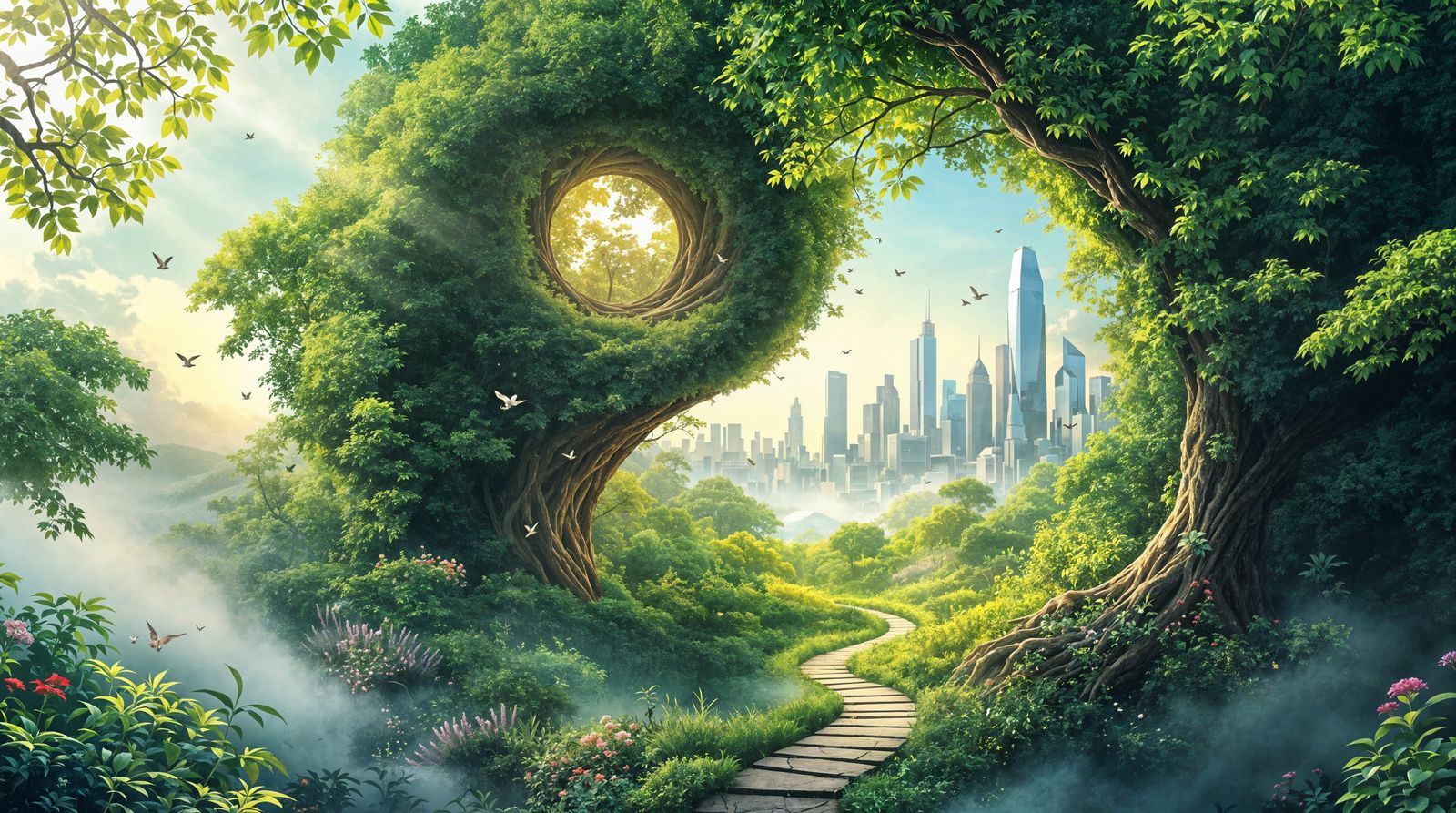 Surreal Harmony of Nature and City