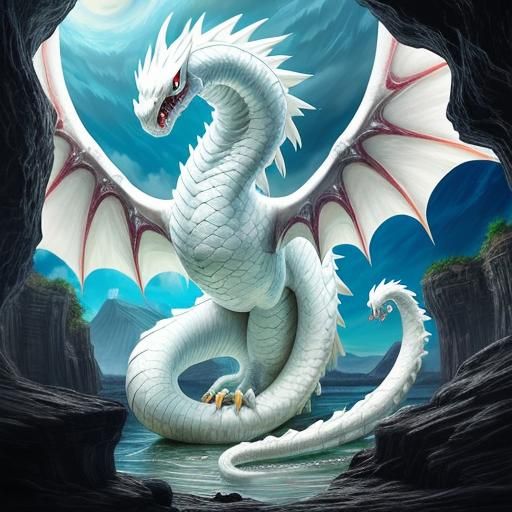 Cute White Dragon-Worm with Angel Wings