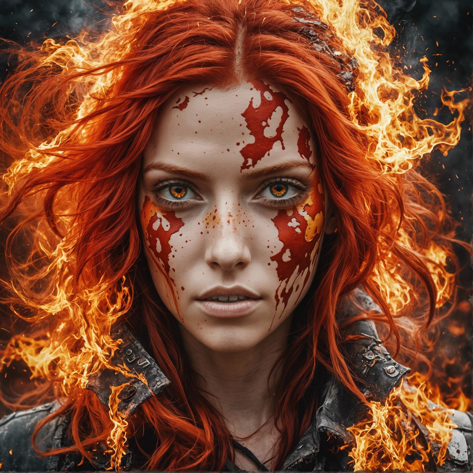 Fiery Redhead in Post-Apocalyptic Splash Art