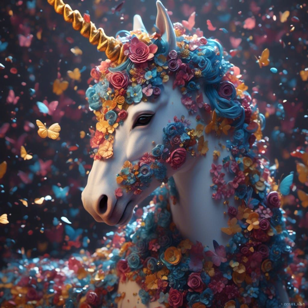 Rainbow Unicorn with Colorful Skin