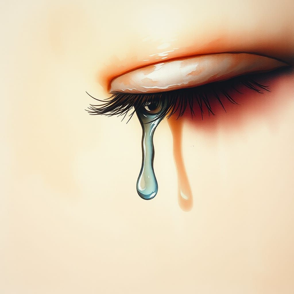 Tear of Sorrow on Soft Gradient Background