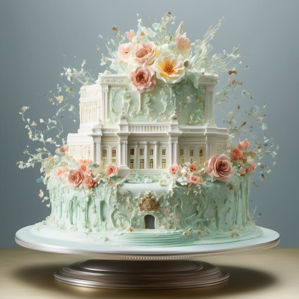 <lora:Cakes-A-Lot:1.0> Cake #9 in form of Buckingham Palace