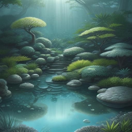 Koi in Glass Aquarium in Japanese Garden