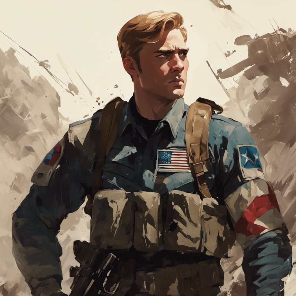 Steve Rogers in World War 2 Anime Style