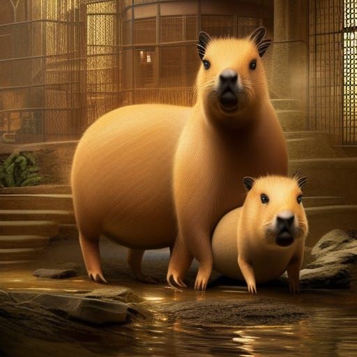 Dramatic Capybara in Detailed Digital Matte Painting