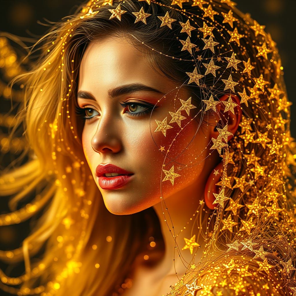 Golden Star Portrait: A Sparkling Woman