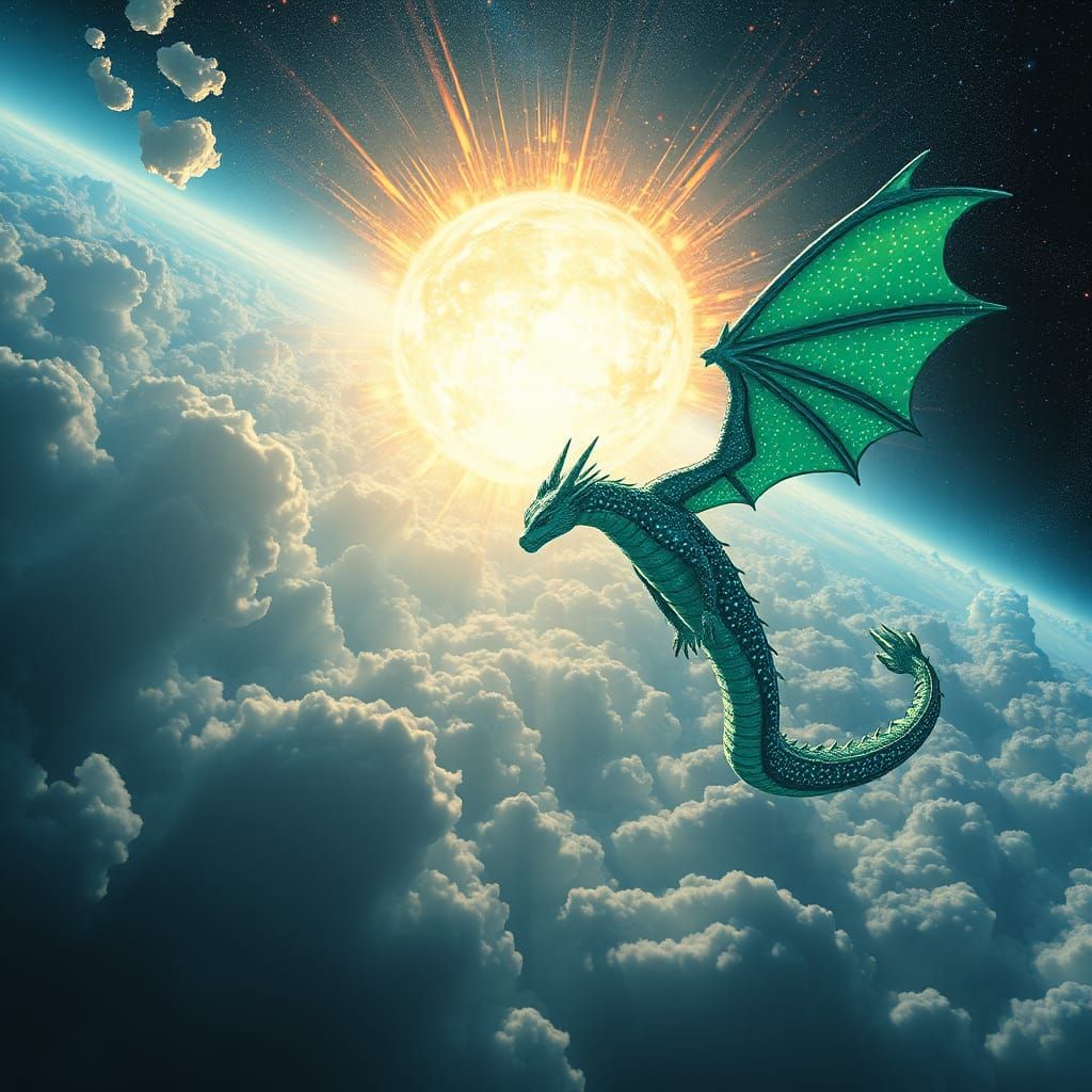 Dragon God Guardian of Earth in Space