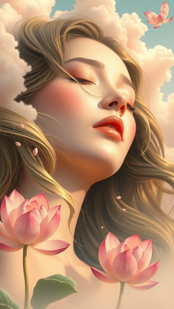 Serene Dream Goddess in Soft Pastel Hues