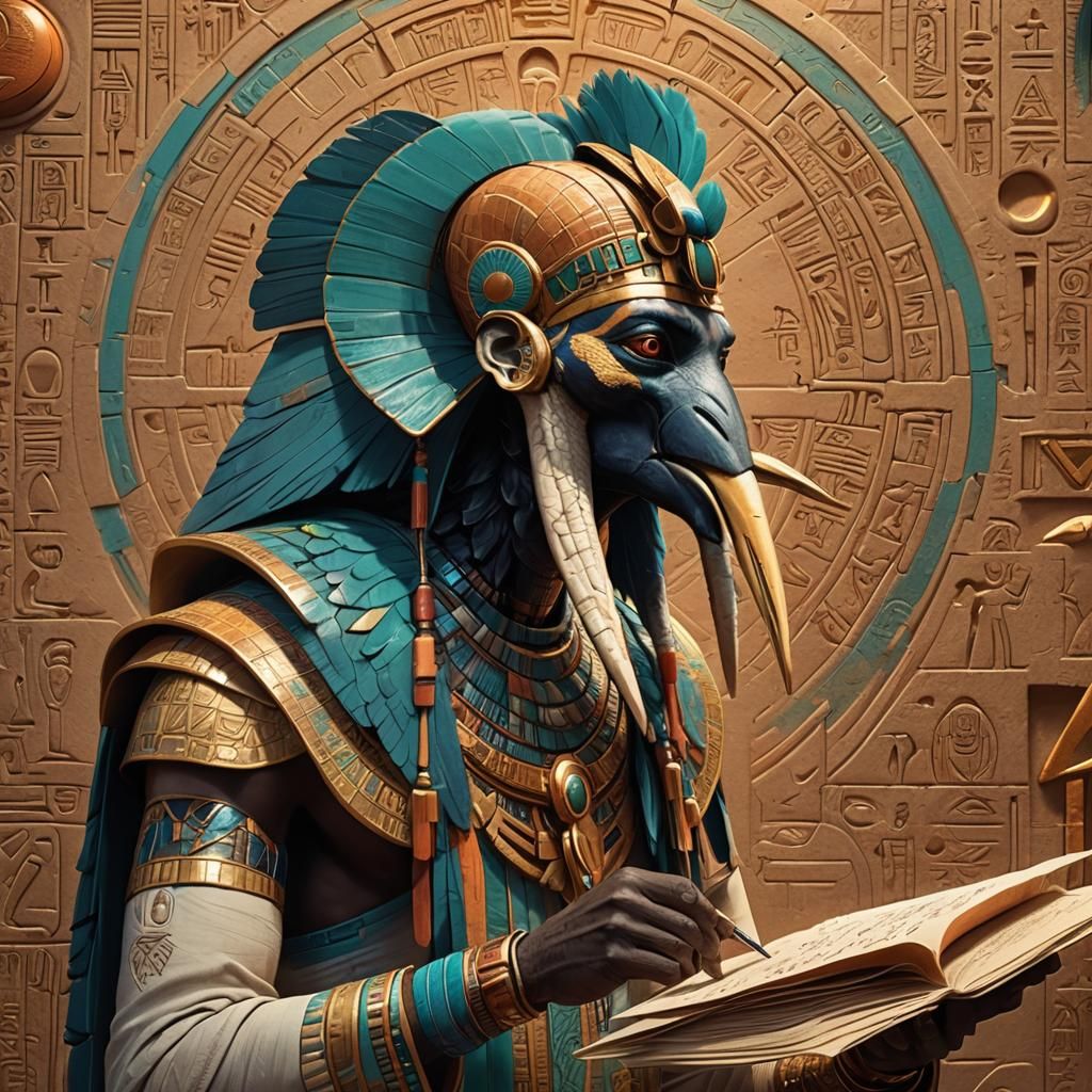 Thoth Writes a Love Letter: Art Nouveau Digital Painting