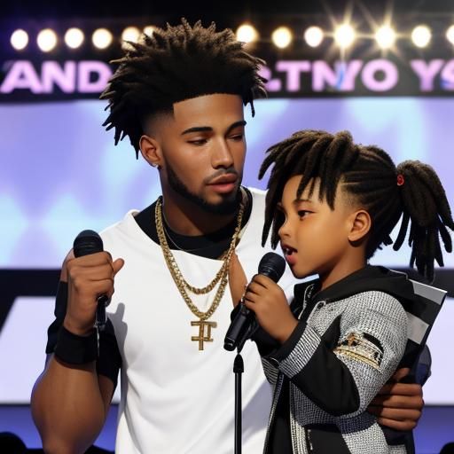 Young Rapper Receives Award with Child