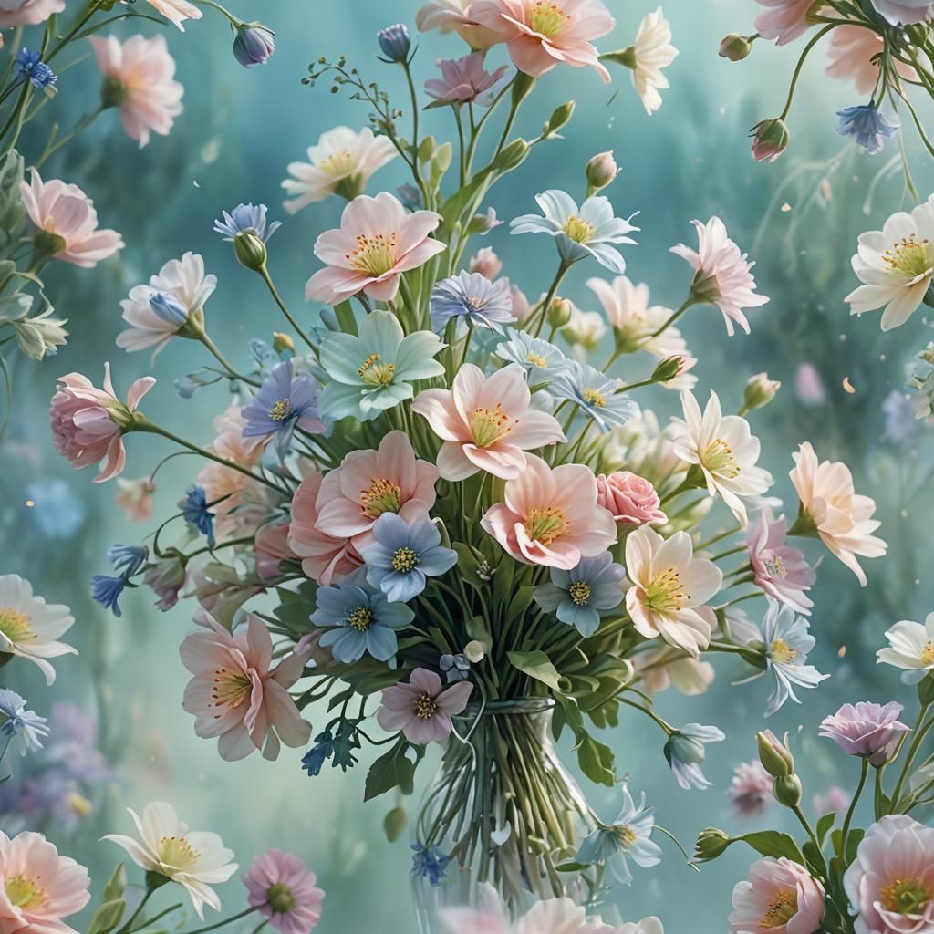 Pastel Flowers Bloom in Ethereal Fantasy Concept Art